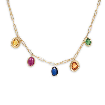 18K Five Stone Necklace in Rainbow Necklaces Page Sargisson 