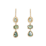 18K Triple Drop Earring in Green Sapphire Earrings Page Sargisson 