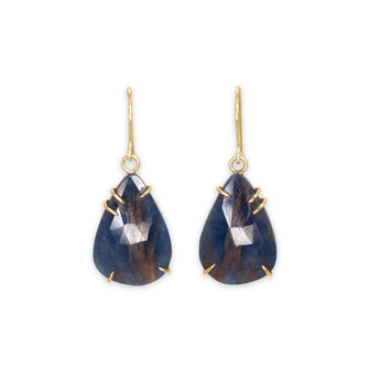 18K Faceted Blue Sapphire Prong Earrings Earrings Page Sargisson 