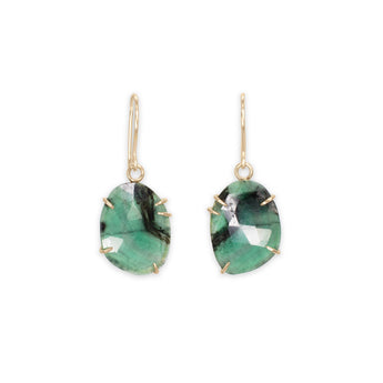 18K Faceted Emerald Prong Earrings Earrings Page Sargisson 