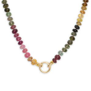 18k Strand Necklace in Rainbow Tourmaline with Charm Holder Necklace Page Sargisson 