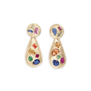 18K Rainbow Mosaic Cocktail Earrings hidden Page Sargisson 