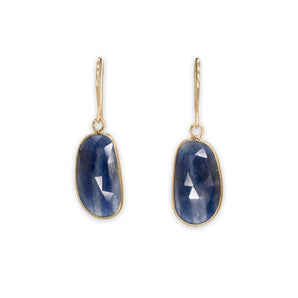 18K Faceted Blue Sapphire Bezel Earrings Earrings Page Sargisson Small 