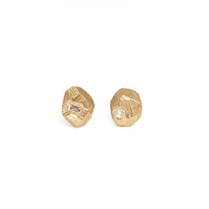 18K Carved Dome Earrings with Diamonds Earrings Page Sargisson 