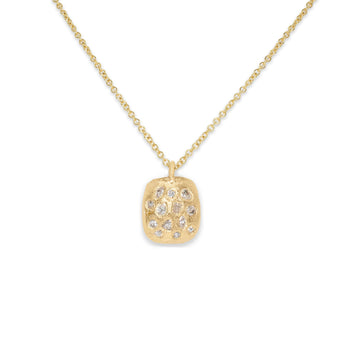 18K Diamond Mosaic Tablet Necklace Necklace Page Sargisson Pendant with 18" Montelle Cable Chain 