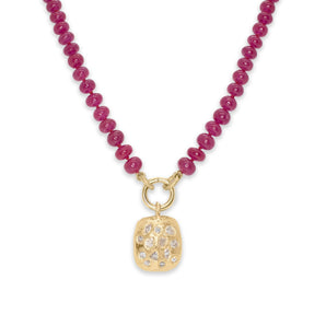 18K Diamond Mosaic Tablet Necklace Necklace Page Sargisson Pendant with Ruby Strand 