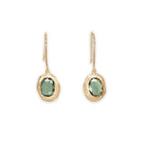 18K Freeform Drop Earring in Dark Green Sapphire earrings Page Sargisson 