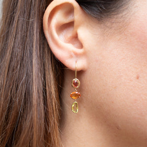 18K Triple Drop Earring in Orange Sapphires Earrings Page Sargisson 