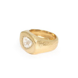 18K Carved Signet Ring with Pear Diamond - V.3 Rings Page Sargisson 