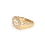 18K Carved Signet Ring with Oval Diamond Rings Page Sargisson 