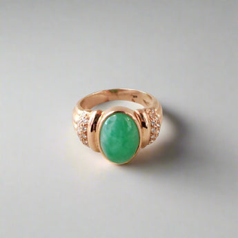 14K Vintage Jade and Diamond Ring Hidden Page Sargisson 