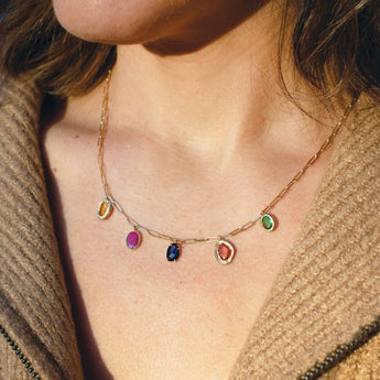 18K Five Stone Necklace in Rainbow Necklaces Page Sargisson 