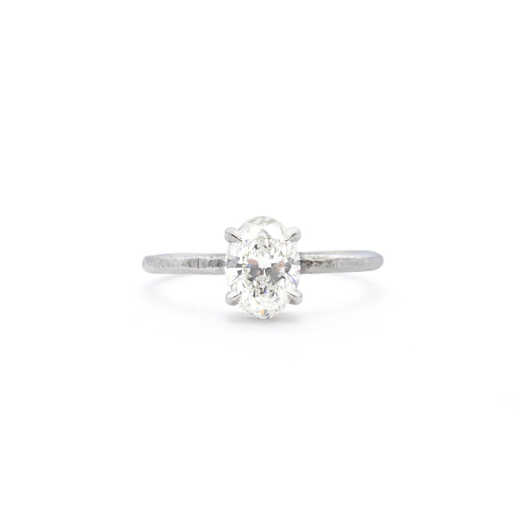Oval Petite Four Prong Solitaire Diamond Engagement Ring